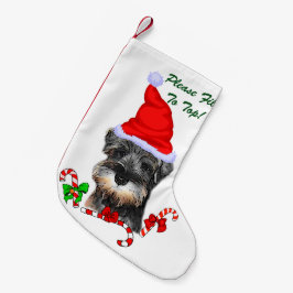Miniature Schnauzer jul Merry Liten Julstrumpa