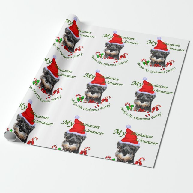 Miniature Schnauzer jul Merry Presentpapper (Utrullad)