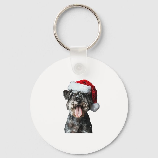 Miniature Schnauzer jul Nyckelring (Framsida)