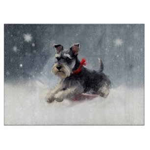 Miniature Schnauzer jul snö vinter