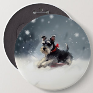 Miniature Schnauzer jul snö vinter Knapp