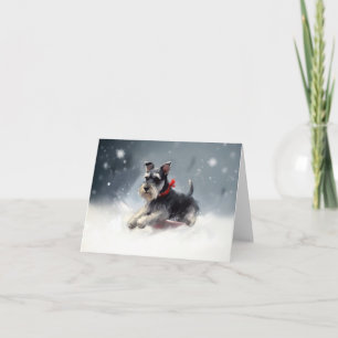 Miniature Schnauzer jul snö vinter Kort