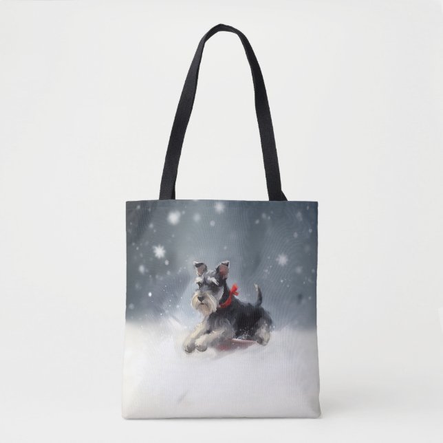 Miniature Schnauzer jul snö vinter Tygkasse (Framsida)