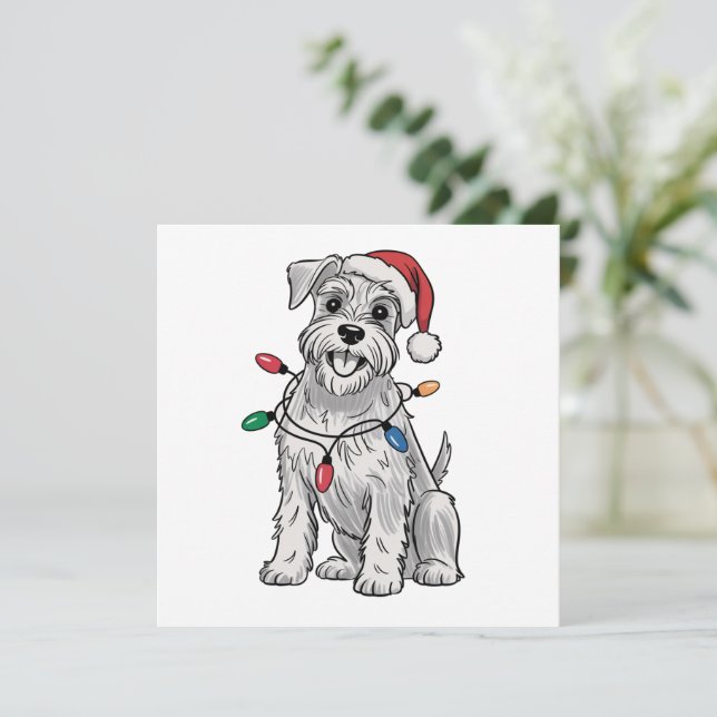 Miniature Schnauzer jul Xmas present för hundälska Julkort (Stående Fram)