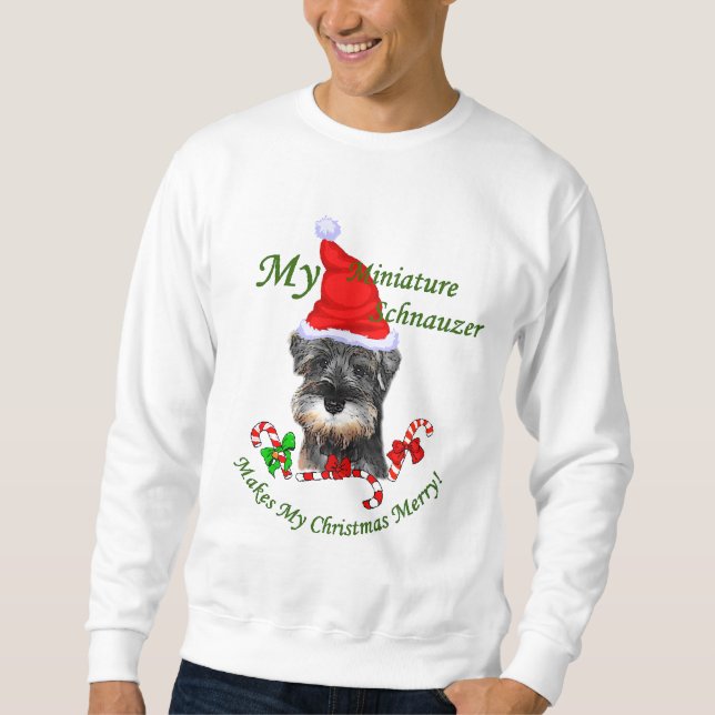 Miniature Schnauzer julgåvor Lång Ärmad Tröja (Framsida)