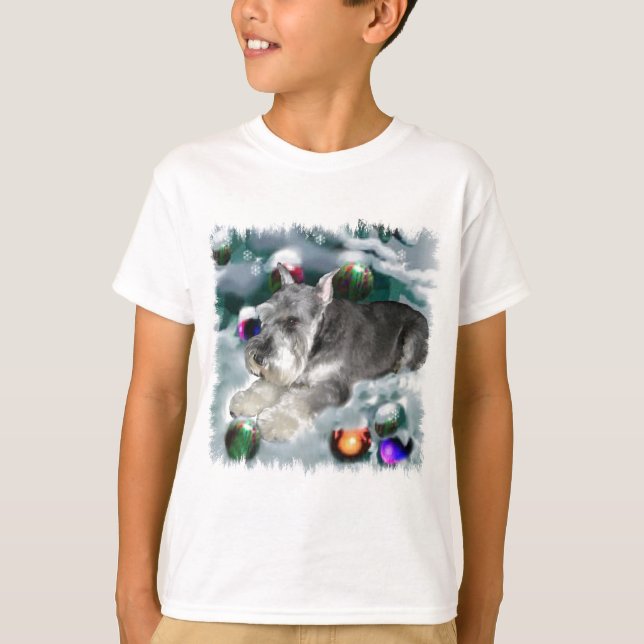 Miniature Schnauzer julgåvor T-shirt (Framsida)