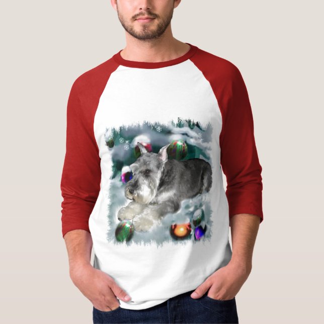 Miniature Schnauzer julgåvor Tee Shirt (Framsida)