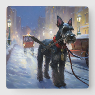 Miniature Schnauzer Julhögtider Fyrkantig Klocka