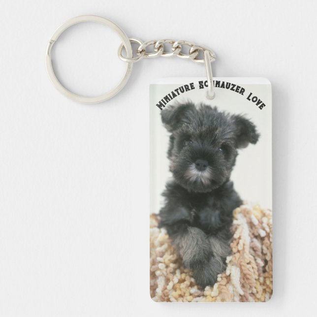 "Miniature Schnauzer Kärlek", akrylisk nyckelkedja (Framsidan)