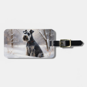 Miniature Schnauzer Låt det snöa jul Bagagebricka