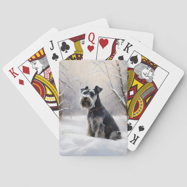 Miniature Schnauzer Låt det snöa jul Casinokort (Baksidan)