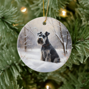 Miniature Schnauzer Låt det snöa jul Julgransprydnad Keramik