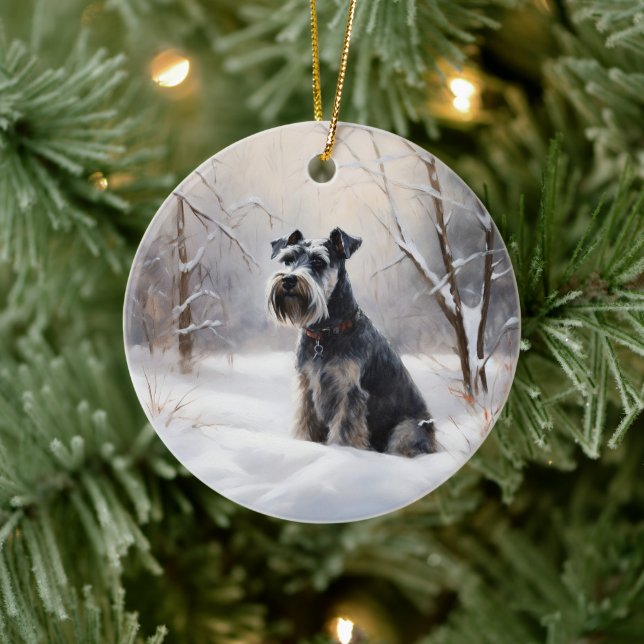 Miniature Schnauzer Låt det snöa jul Julgransprydnad Keramik (Träd)