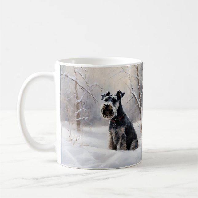 Miniature Schnauzer Låt det snöa jul Kaffemugg (Vänster)