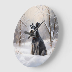 Miniature Schnauzer Låt det snöa jul Stor Klocka