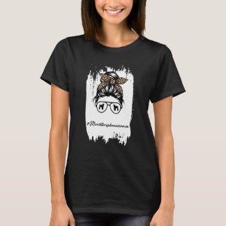 Miniature Schnauzer Mamma Messy Bun Leopard T Shirt