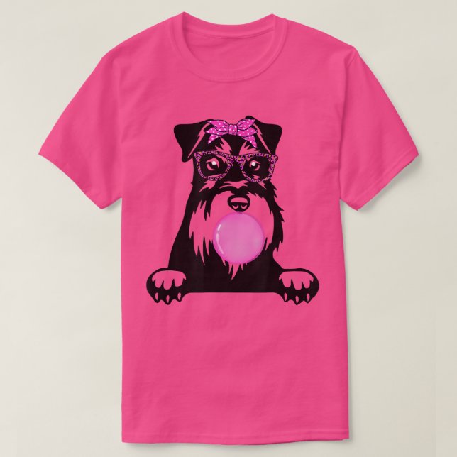 Miniature Schnauzer med bubbelgum bandana glasse T Shirt (Design framsida)