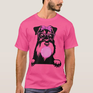 Miniature Schnauzer med bubbelgum bandana glasse T Shirt