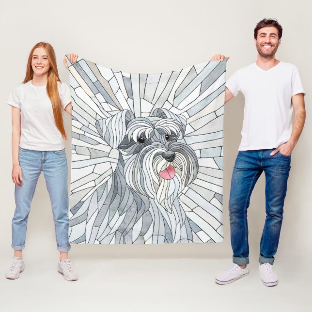 Miniature Schnauzer Mosaic art Fleecefilt (På plats)