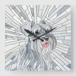 Miniature Schnauzer Mosaic art Fyrkantig Klocka