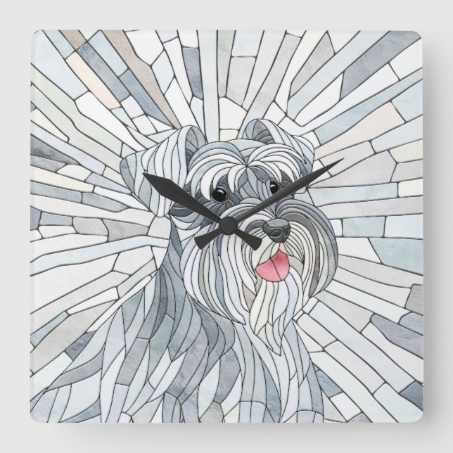 Miniature Schnauzer Mosaic art Fyrkantig Klocka (Framsida)
