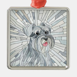 Miniature Schnauzer Mosaic art Julgransprydnad Metall