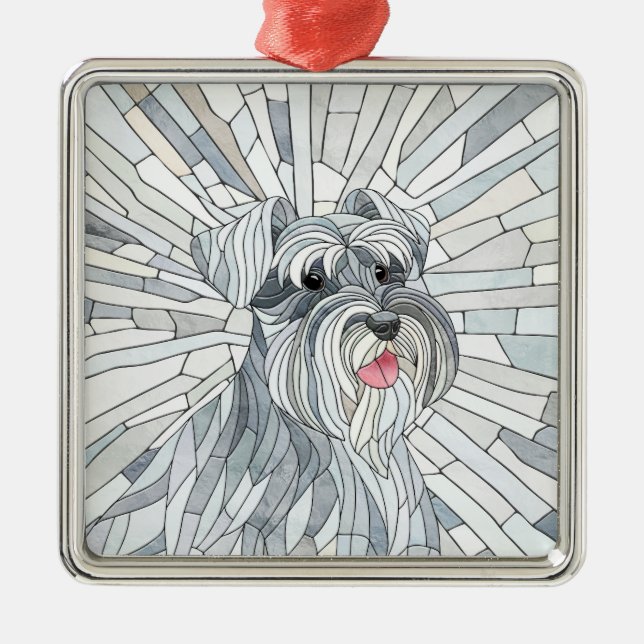 Miniature Schnauzer Mosaic art Julgransprydnad Metall (Framsidan)