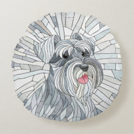 Miniature Schnauzer Mosaic art Rund Kudde