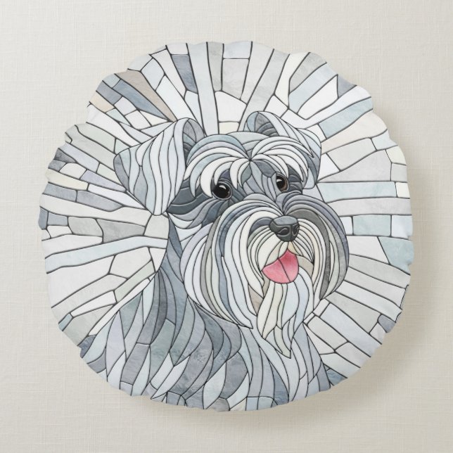 Miniature Schnauzer Mosaic art Rund Kudde (Framsidan)