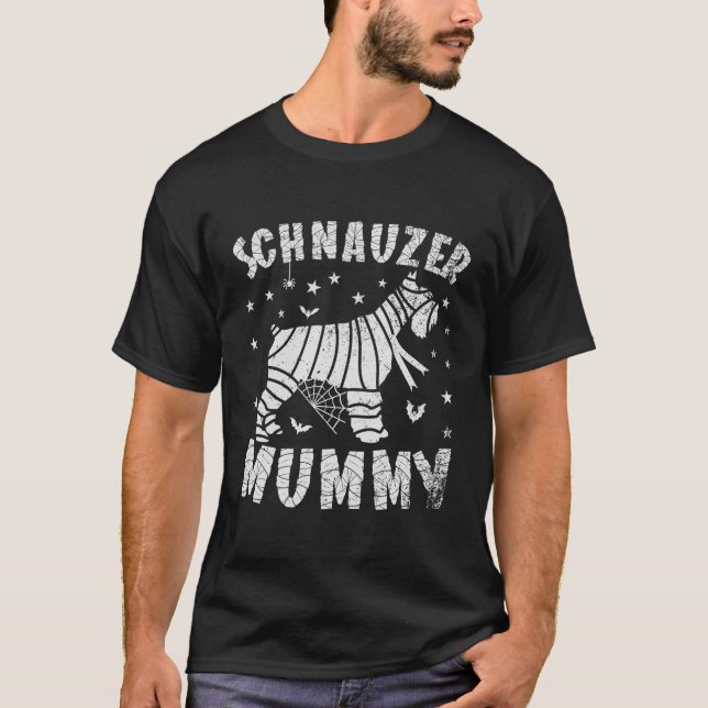 Miniature Schnauzer Mummy Halloween T Shirt (Framsida)
