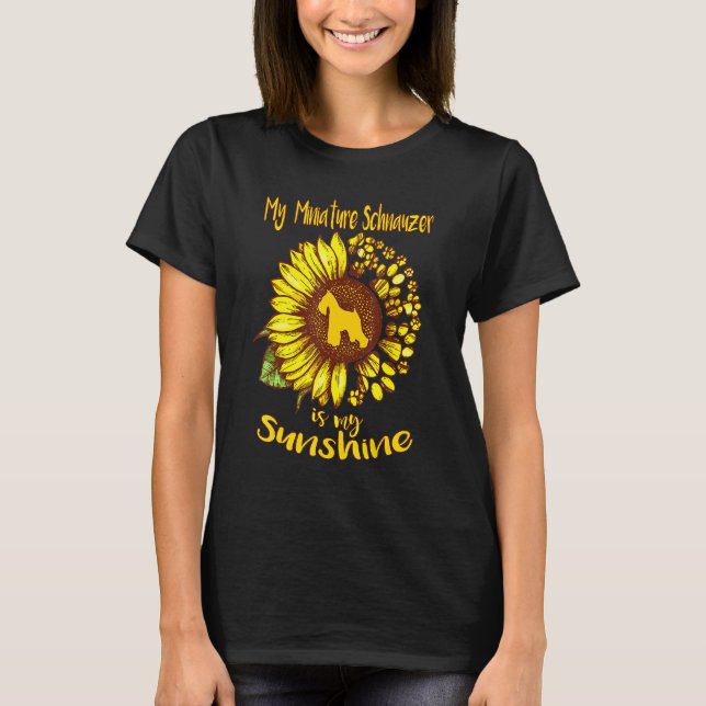 Miniature Schnauzer My Sunshine Solros Hund Kärlek T Shirt (Framsida)