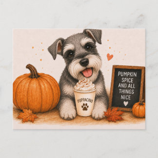 Miniature Schnauzer Mysig Pumpkin Spice Vykort