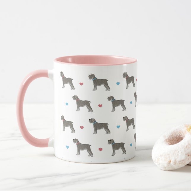 Miniature Schnauzer och Hearts Mugg (Med munk)
