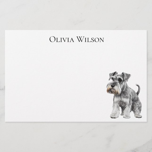 Miniature Schnauzer on anpassningsbar stationary | Brevpapper (Framsida)