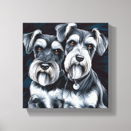 Miniature Schnauzer Pals Canvastryck