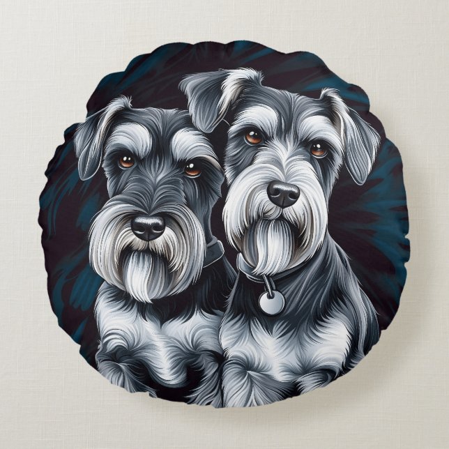 Miniature Schnauzer Pals Rund Kudde (Framsidan)