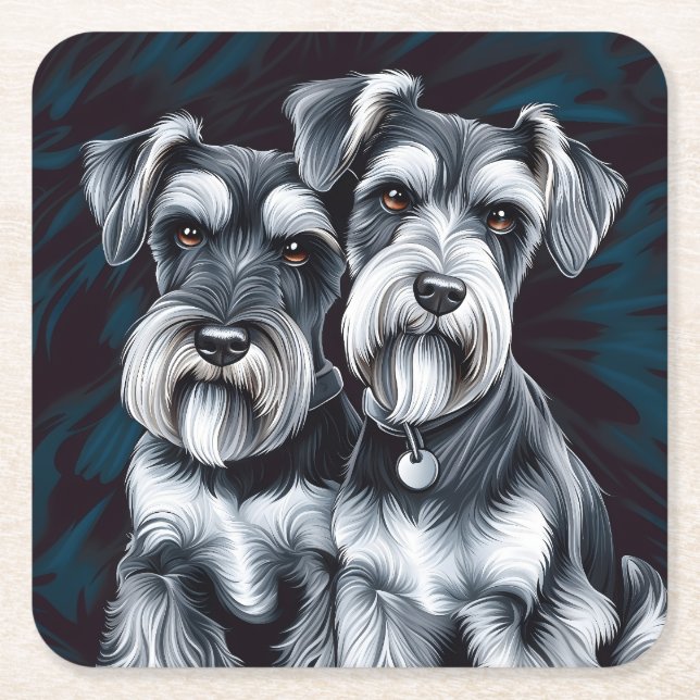 Miniature Schnauzer Pals Underlägg Papper Kvadrat (Framsidan)