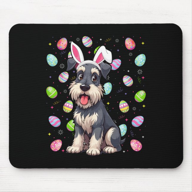 Miniature Schnauzer Påskägg Hunt Bunny Ear Musmatta (Framsidan)