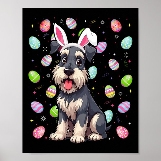 Miniature Schnauzer Påskägg Hunt Bunny Ear Poster (Framsidan)