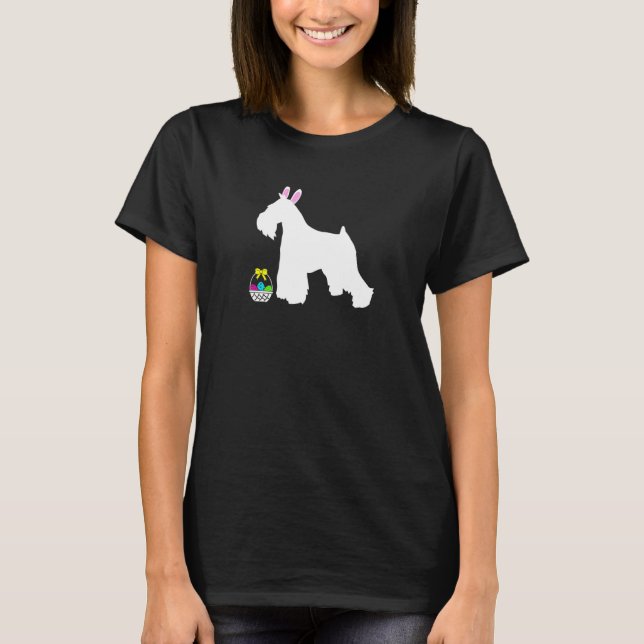 Miniature Schnauzer Påskhare Hund Silhouette T Shirt (Framsida)