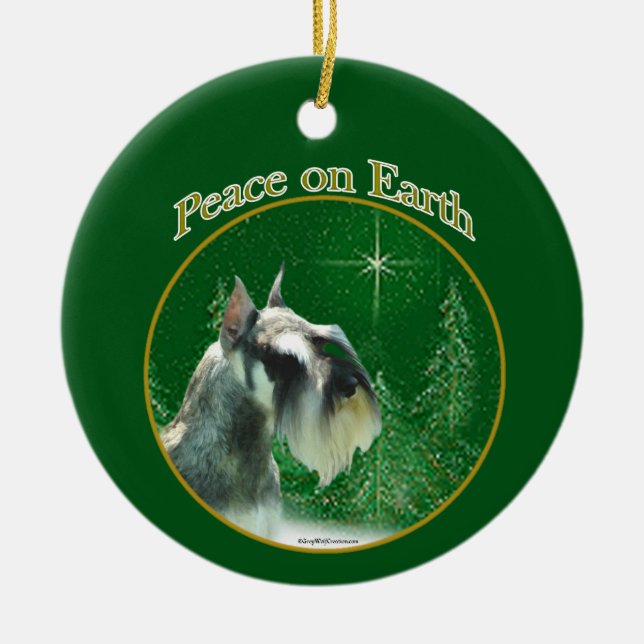 Miniature Schnauzer Peace Julgransprydnad Keramik (Framsidan)