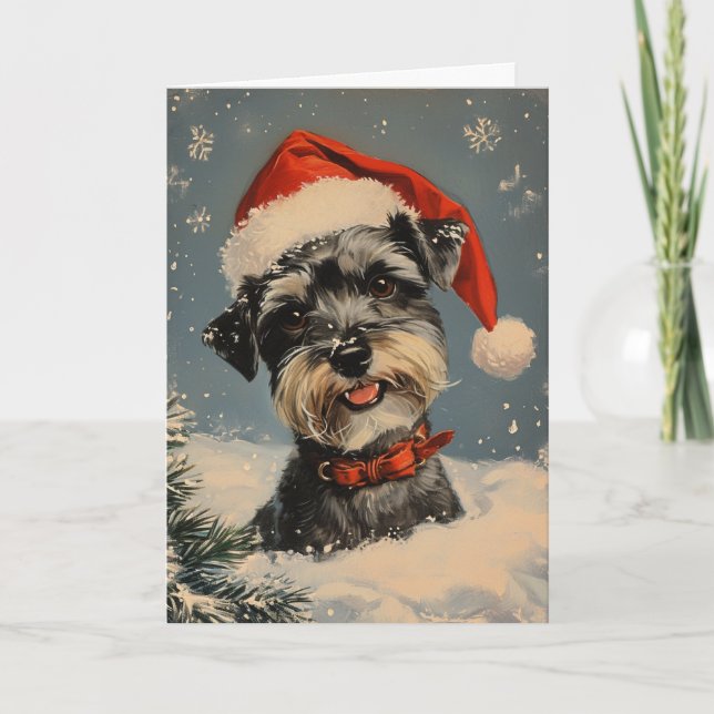 Miniature Schnauzer personlig jul Helgkort (Framsida)