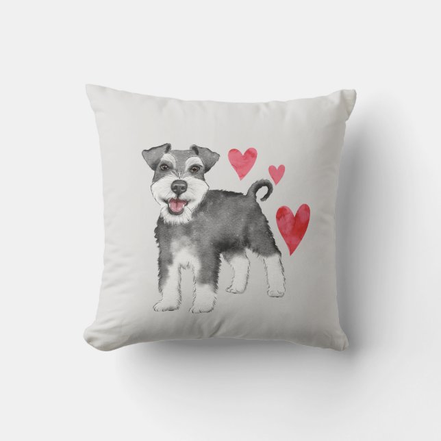 Miniature Schnauzer Personlig med Namn År Kudde (Framsida)