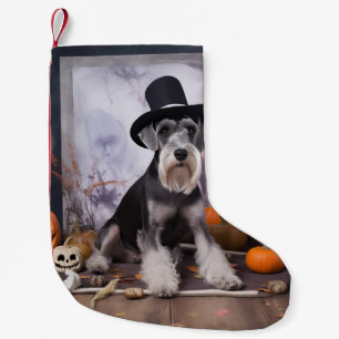 Miniature Schnauzer Pumpakvar Halloween Skräck Liten Julstrumpa