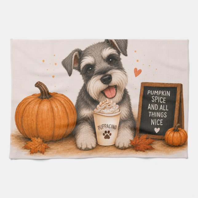 Miniature Schnauzer Pumpkin Spice Kökshandduk (Horisontell)