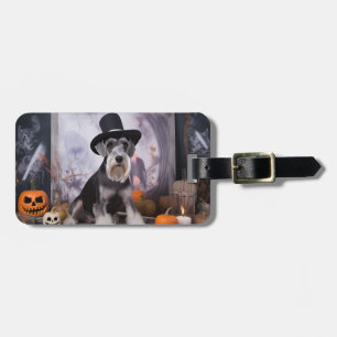 Miniature Schnauzer Pumpkins Halloween Scary Bagagebricka