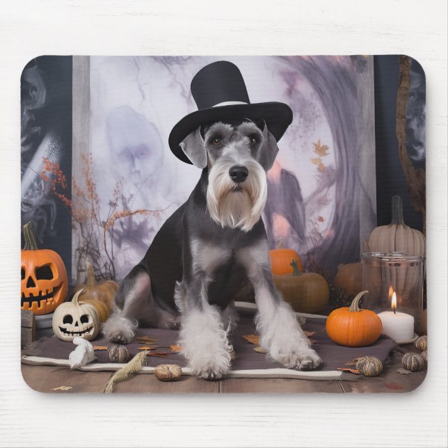 Miniature Schnauzer Pumpkins Halloween Scary Musmatta (Framsidan)