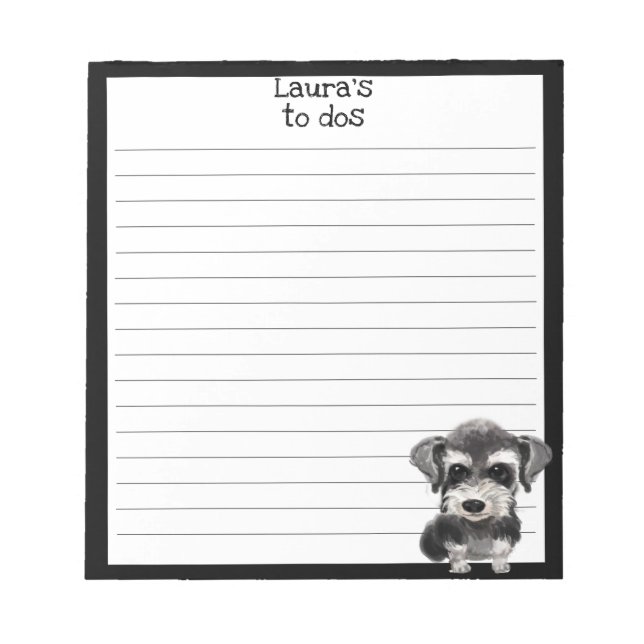 Miniature Schnauzer Puppy Pet Hund Led Do List Anteckningsblock (Framsida)