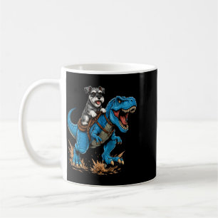 Miniature Schnauzer Ridning T Rex Dinosaur Rolig Kaffemugg