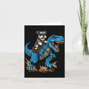 Miniature Schnauzer Ridning T Rex Dinosaur Rolig Kort